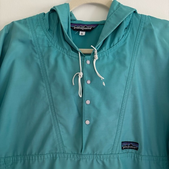 Patagonia Vintage Men Teal Blue Snap 1/4 Zip Hooded Jacket Size L - Picture 4 of 9